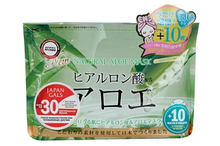 Курс масок Japan Gals для лица натуральных с экстрактом алоэ 30 шт+10 в подарок