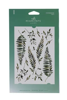 Тату Miami Tattoos Green переводные акварельные листья формат А6