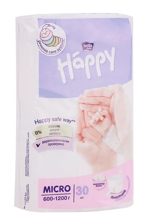 Подгузники Белла Baby Happy Micro для недоношенных (600-1200 г) 30 шт