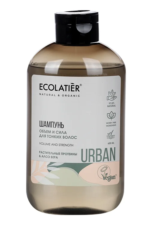 Шампунь Ecolatier Объем / Сила Растительные протеины / Алоэ вера для тонких волос 600 мл