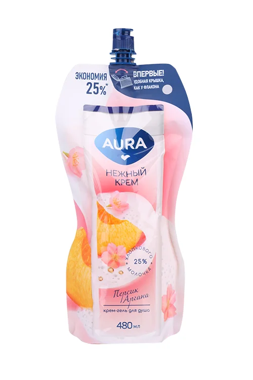 Крем-гель для душа Aura Персик / аргана 480 мл