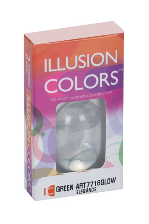 Линзы Illusion colors el green Glow контактные 3 месяца-1,5/14,0/8,6/2 шт