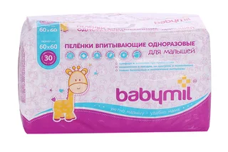Пеленки babymil для малышей впитывающие одноразовые 60×60 см 30 шт