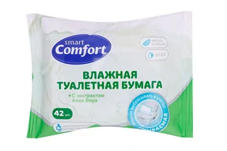 Туалетная бумага Smart Comfort влажная с экстр алоэ вера 42 шт