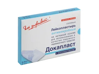 Лейкопластырь Докапласт с мирамистином 8×10 см, 5 шт