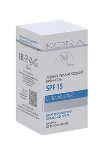 Крем-гель Кора увлажняющий защита от фотостарения дневной SPF-15 легкий, 50 мл
