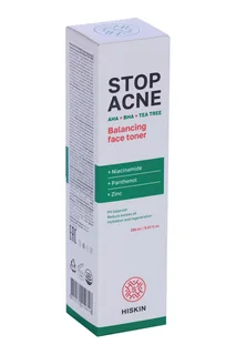 Тонер Hiskin Stop Acne балансирующий AHA+BHA+TEA Tree для лица, 150 мл