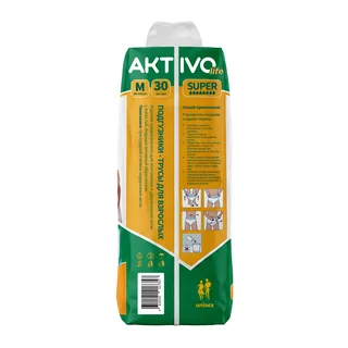 Впитывающие трусы для взрослых Aktivo life M, обхват талии / бедер 80-120 см, 30 шт