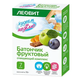 Худеем за неделю батончик фруктовый очищающий комплекс 7 шт