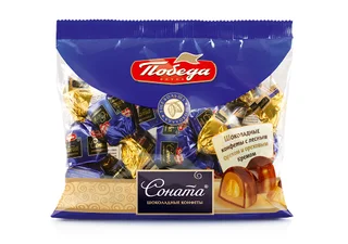 Конфеты Соната шоколадные с лесным орехом и ореховым кремом пакет 200 гр