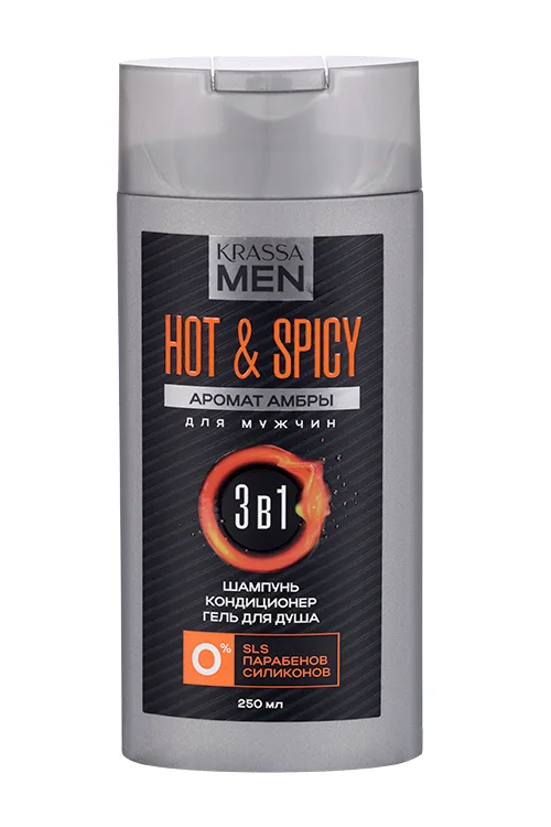 Шампунь-кондиционер-гель для душа Krassa Men Hot & Spicy 3в1 250 мл