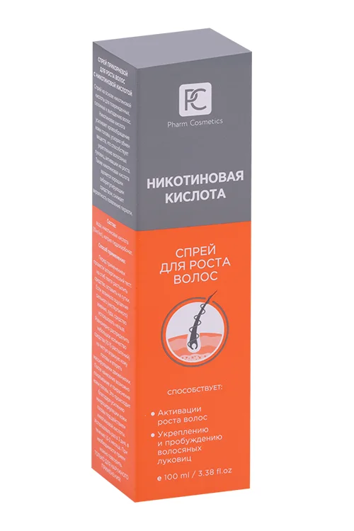 Спрей Pharm Cosmetics прикорневой для роста волос с никотиновой кислотой, 100 мл