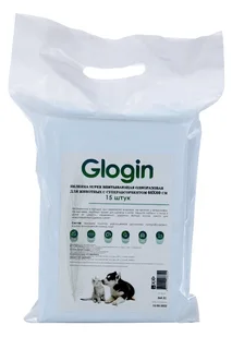 Пеленка Glogin super для животных впитывающая одноразовая с суперабсорбентом 60×60 см 15 шт