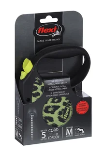 Поводок-рулетка Flexi safari cord M 5 м 20 кг черный с желтым