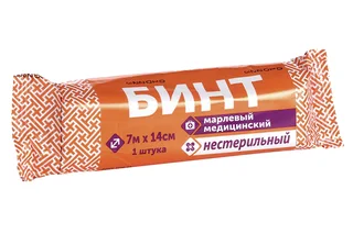 Бинт н/с медицинский марлевый 7м х14 см