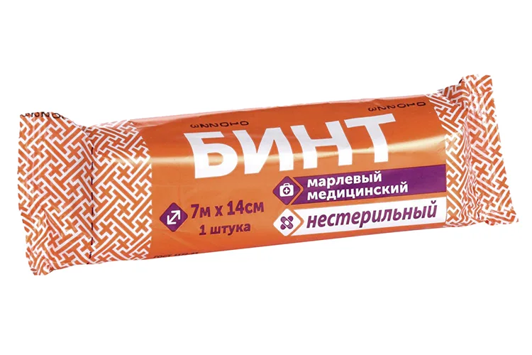 Бинт н/с медицинский марлевый 7м х14 см