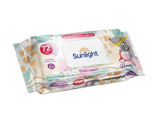 Салфетки Sunlight Standard Мишка влажные, 72 шт