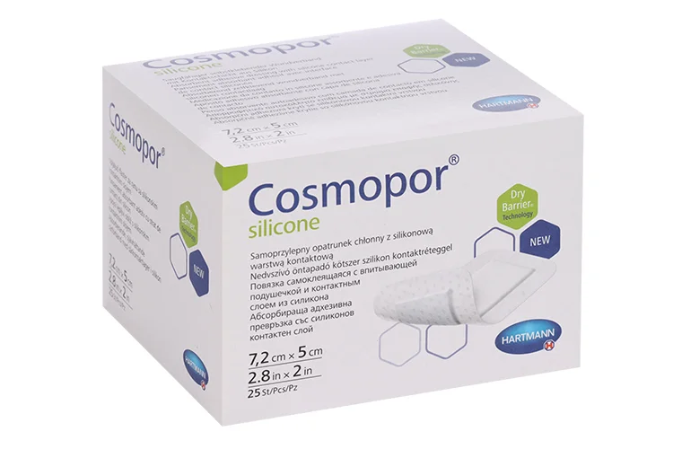 Повязка Cosmopor silicone с контактным слоем из силикона пластырный тип 7,2×5 см 25 шт