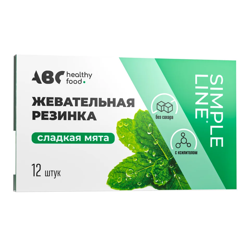 АВС хэлси фуд резинка жевательная Сладкая мята блистер 16 гр