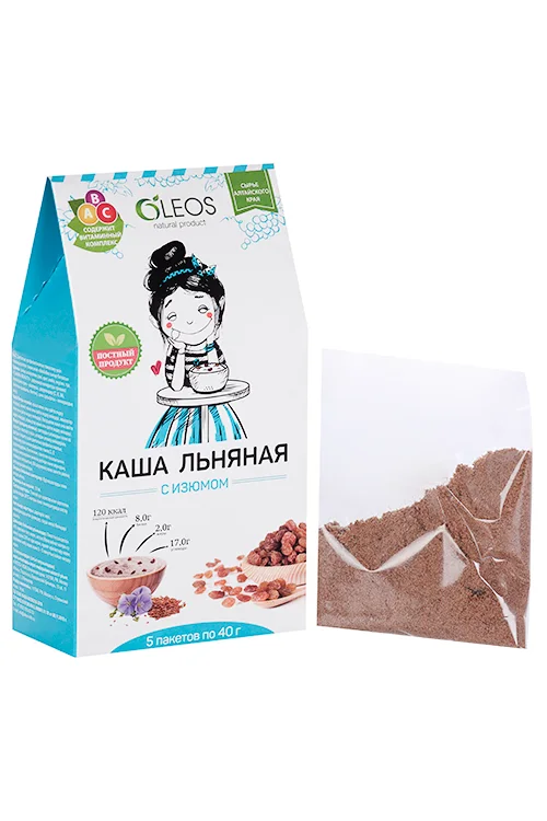 Каша Олеос льняная с изюмом 40 гр 5 шт
