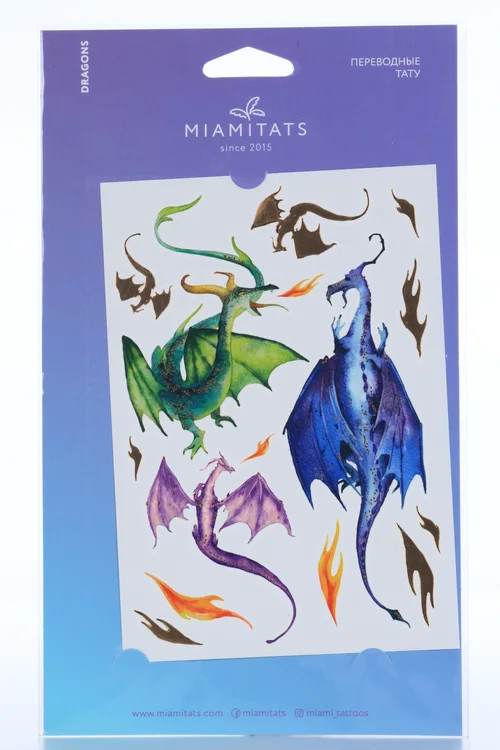 Тату переводные Miamitats Kids Dragons (middle) (6240)