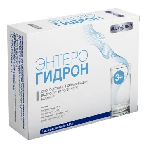 Энтерогидрон комплекс солей натрия и калия Bioforte, 9,45 г, 4 шт, порошок в саше