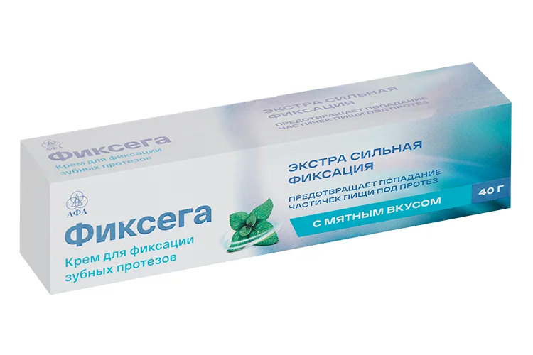 Крем Фиксега для фиксации зубных протезов экстра сильная фиксация мятный 40 гр