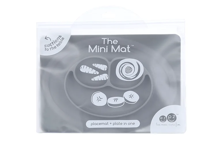 Тарелка Ezpz Mini Mat силикон прилипающ с подставкой серая