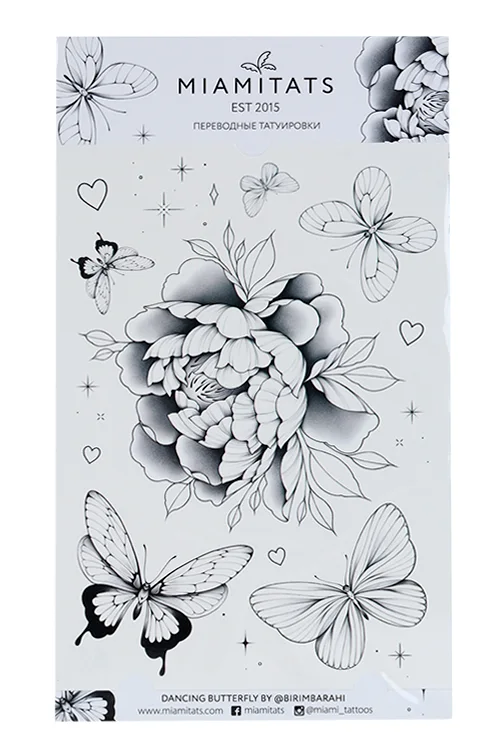 Тату переводные Miamitats Dancing butterfly by @birimbarahi (maxi) (7735)