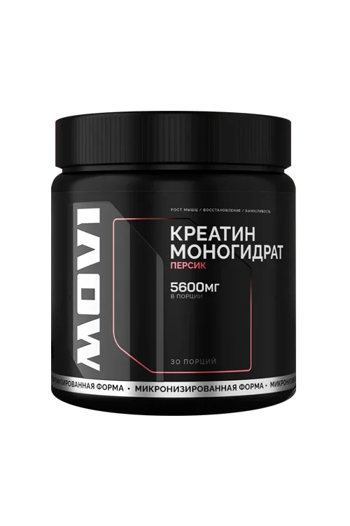Креатин моногидрат Movi персик 30 порций, 200 г, банка