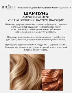 Увлажняющий и распутывающий шампунь Brelil professional Amino Treatment для сухих и непослушных воло
