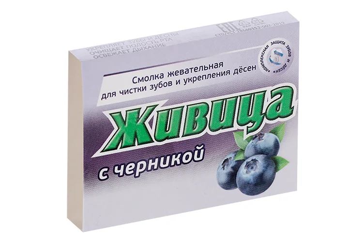 Смолка жевательная Живица из смолы лиственницы, 5 шт, Черника