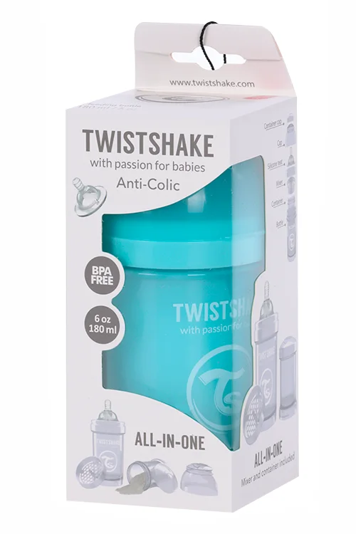 Бутылочка Twistshake антиколиковая для кормления с контейнером пастельный синий 180 мл