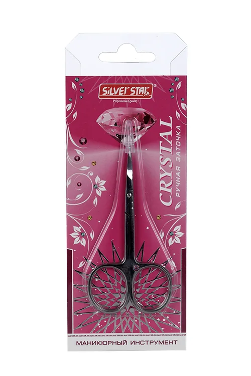 Ножницы Silver Star для кутикулы тонкие укороченные лезвия НСС 7 crystal