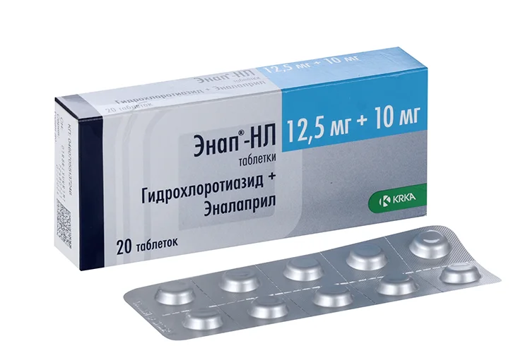 Энап таблетки 12.5+10 мг 20 шт