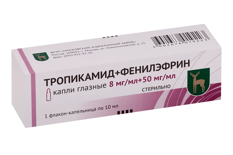 Тропикамид+Фенилэфрин капли 8 мг / мл 10 мл