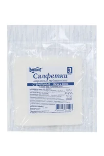 Салфетка Вариант стер мед марлевая 8сл плотн 32г/м2 блистер 10×10 см 3 шт