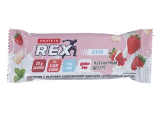 Батончик ProteinRex GYM с высоким содержан протеина со вкусом клубничный десерт 60 г