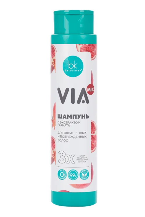 Шампунь Belkosmex VIA mix с экстрактом граната 390 гр