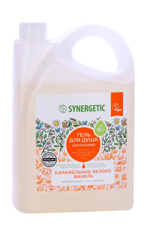 Гель для душа Synergetic натуральный карамельное яблоко и ваниль 3,5 л