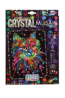 Набор для создания мозаики Danko Toys Кот Crystal Mosaic на темном фоне