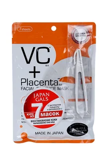 Маска Japan Gals Placenta+ для лица тканевая с плацентой и витамином C 7 шт