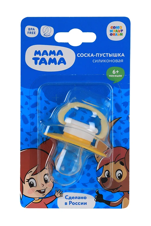 Соска-пустышка Мама Тама анатом силик (с 6 мес) желтый