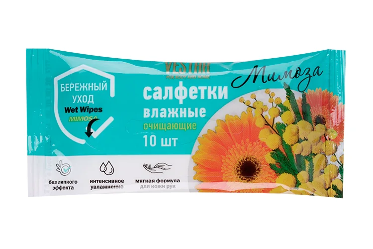 Салфетки влаж Vestar очищающие Мимоза 10 шт