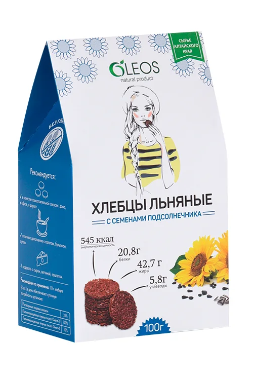 Хлебцы Олеос льняные с подсолнечником 100 гр