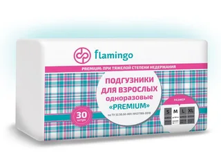 Фламинго Премиум подгузники для взрослых р. М 30 шт