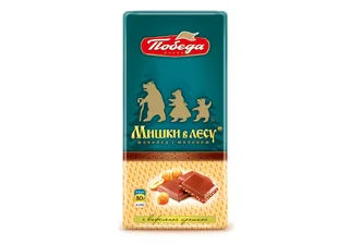 Шоколад Мишки в лесу молочный с вафельной крошкой 80 гр