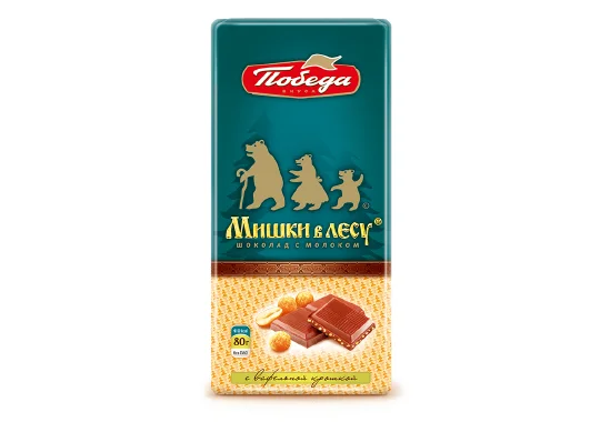 Шоколад Мишки в лесу молочный с вафельной крошкой 80 гр