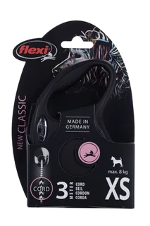 Поводок-рулетка Flexi new classic cord XS 3 м 8 кг черный