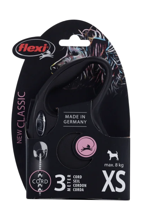 Поводок-рулетка Flexi new classic cord XS 3 м 8 кг черный
